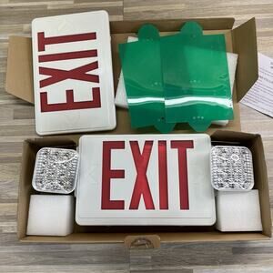 NEW Commercial Electric LED Exit Sign with Battery Backup Red Green - JL487